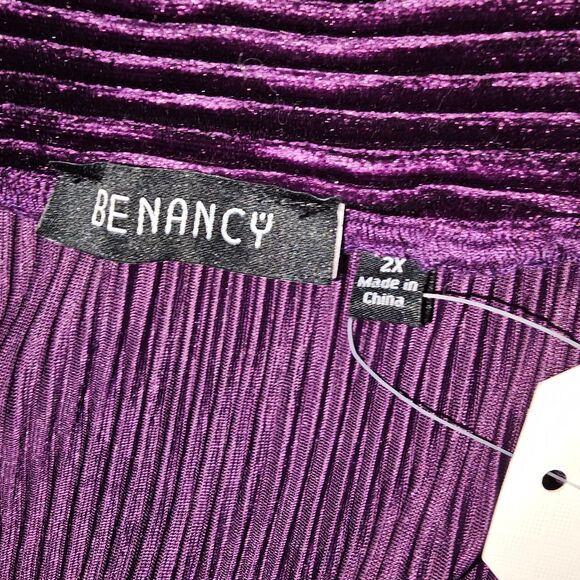 Benancy Purple Velvet Pleated Skirt 2X NWT Holiday Party Going Out Plus Size - Picture 5 of 7